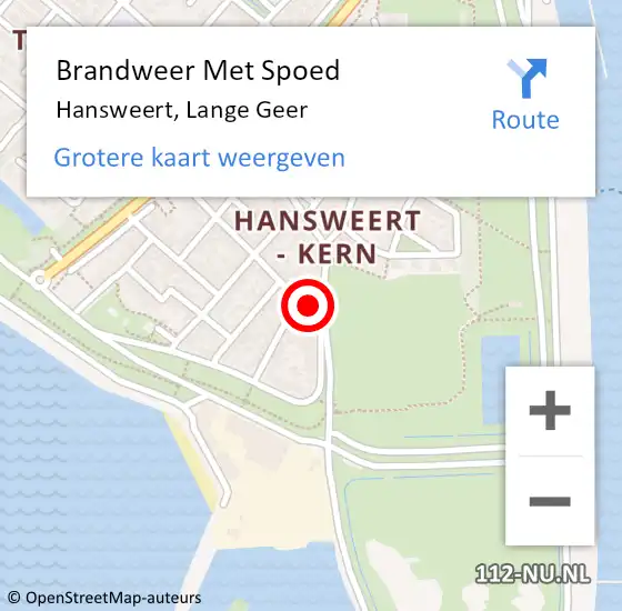 Locatie op kaart van de 112 melding: Brandweer Met Spoed Naar Hansweert, Lange Geer op 14 oktober 2022 20:27