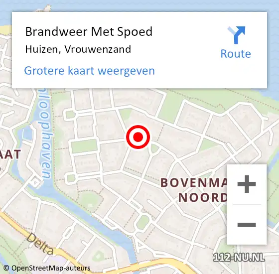 Locatie op kaart van de 112 melding: Brandweer Met Spoed Naar Huizen, Vrouwenzand op 14 oktober 2022 20:29