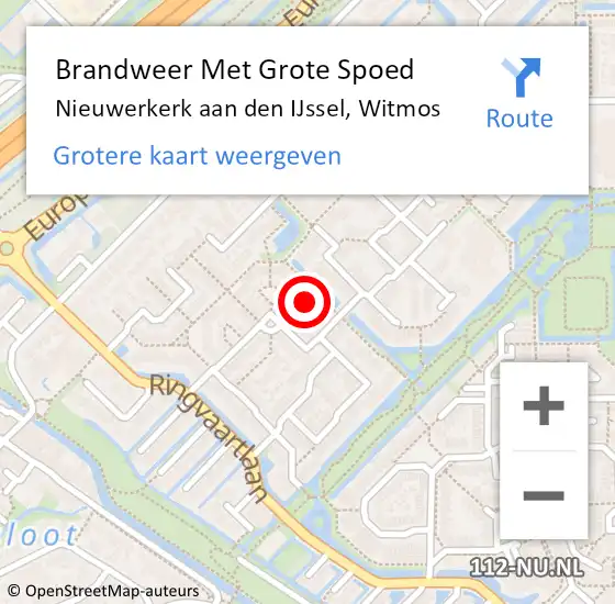 Locatie op kaart van de 112 melding: Brandweer Met Grote Spoed Naar Nieuwerkerk aan den IJssel, Witmos op 14 oktober 2022 20:35