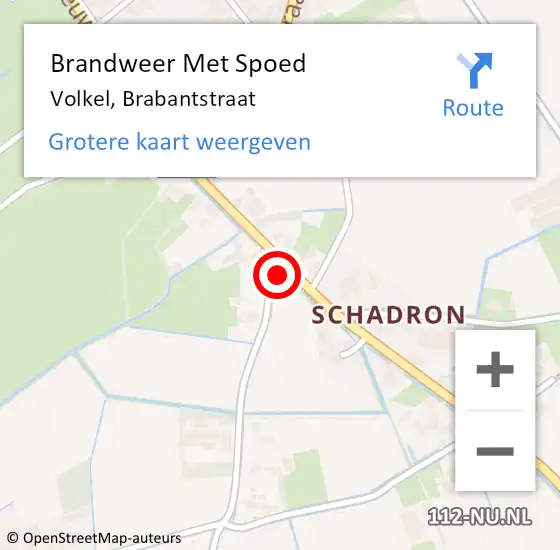 Locatie op kaart van de 112 melding: Brandweer Met Spoed Naar Volkel, Brabantstraat op 14 oktober 2022 20:42