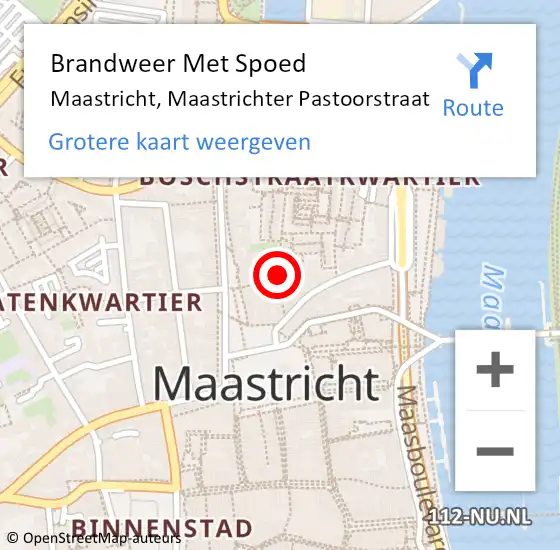 Locatie op kaart van de 112 melding: Brandweer Met Spoed Naar Maastricht, Maastrichter Pastoorstraat op 14 oktober 2022 21:20