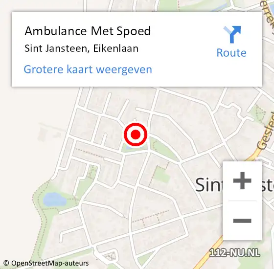 Locatie op kaart van de 112 melding: Ambulance Met Spoed Naar Sint Jansteen, Eikenlaan op 1 augustus 2014 14:37