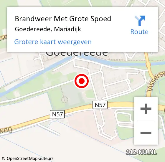 Locatie op kaart van de 112 melding: Brandweer Met Grote Spoed Naar Goedereede, Mariadijk op 14 oktober 2022 21:37