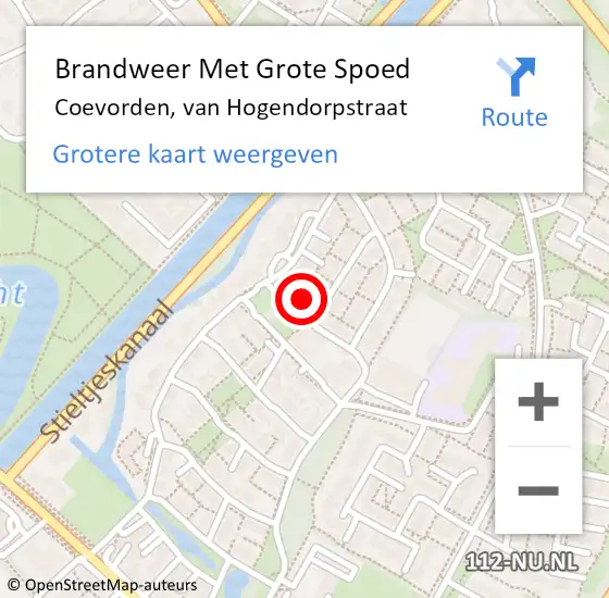 Locatie op kaart van de 112 melding: Brandweer Met Grote Spoed Naar Coevorden, van Hogendorpstraat op 14 oktober 2022 21:56