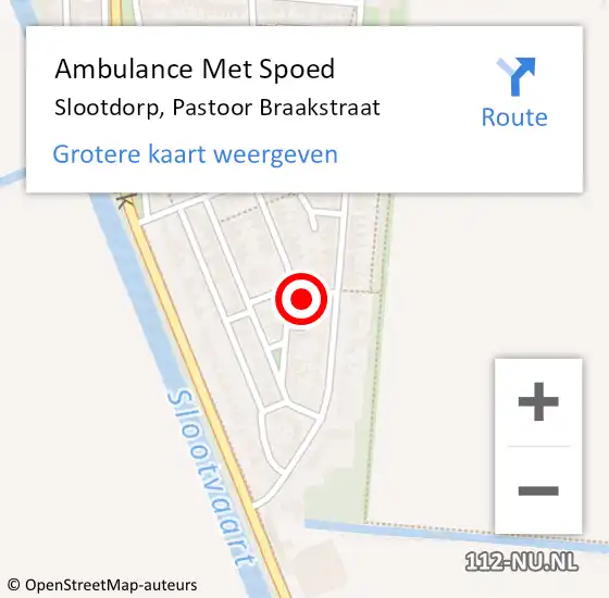 Locatie op kaart van de 112 melding: Ambulance Met Spoed Naar Slootdorp, Pastoor Braakstraat op 14 oktober 2022 22:04