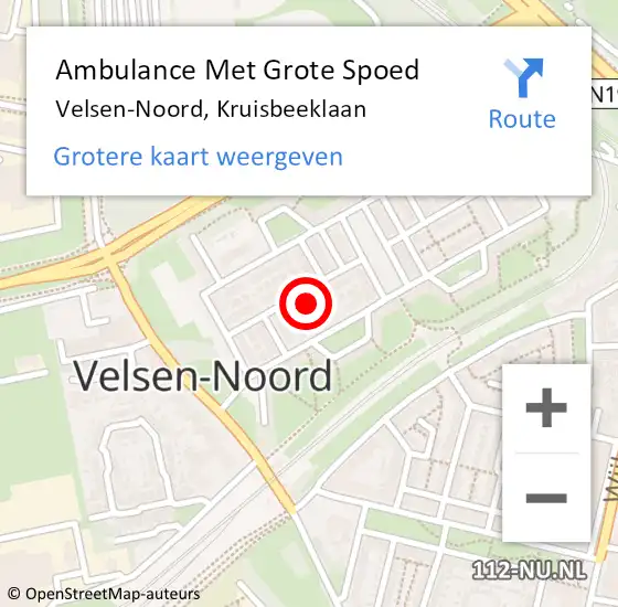 Locatie op kaart van de 112 melding: Ambulance Met Grote Spoed Naar Velsen-Noord, Kruisbeeklaan op 14 oktober 2022 22:07