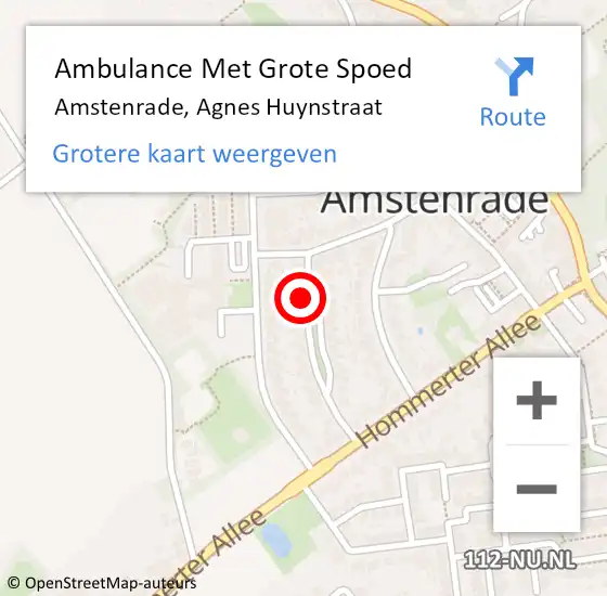 Locatie op kaart van de 112 melding: Ambulance Met Grote Spoed Naar Amstenrade, Agnes Huynstraat op 1 augustus 2014 14:47