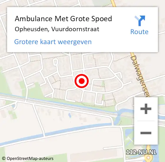 Locatie op kaart van de 112 melding: Ambulance Met Grote Spoed Naar Opheusden, Vuurdoornstraat op 14 oktober 2022 23:16