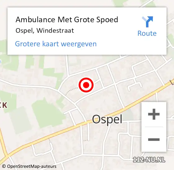 Locatie op kaart van de 112 melding: Ambulance Met Grote Spoed Naar Ospel, Windestraat op 14 oktober 2022 23:18