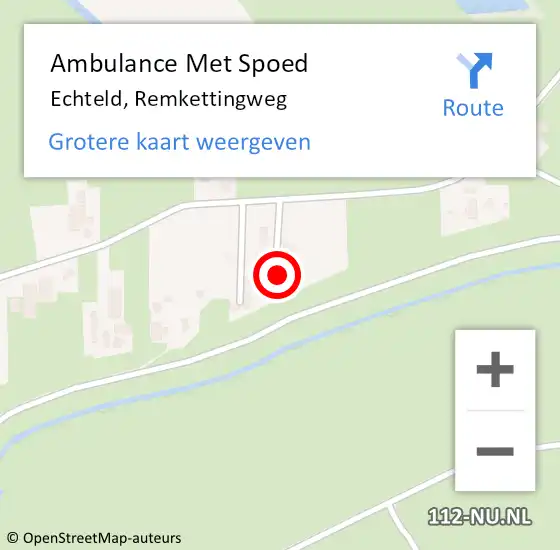 Locatie op kaart van de 112 melding: Ambulance Met Spoed Naar Echteld, Remkettingweg op 14 oktober 2022 23:22