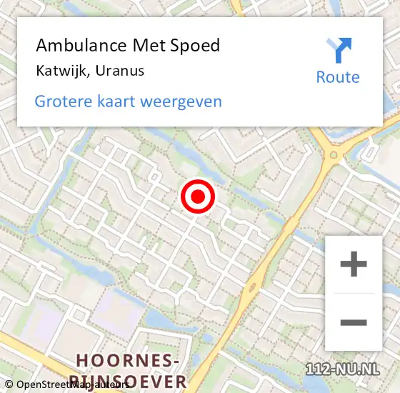 Locatie op kaart van de 112 melding: Ambulance Met Spoed Naar Katwijk, Uranus op 14 oktober 2022 23:40