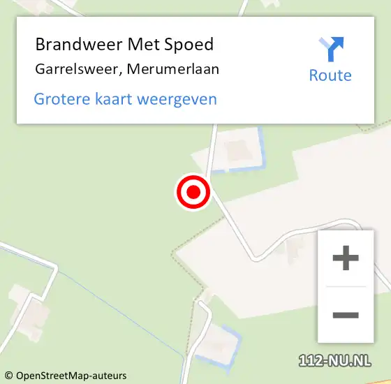 Locatie op kaart van de 112 melding: Brandweer Met Spoed Naar Garrelsweer, Merumerlaan op 15 oktober 2022 00:11