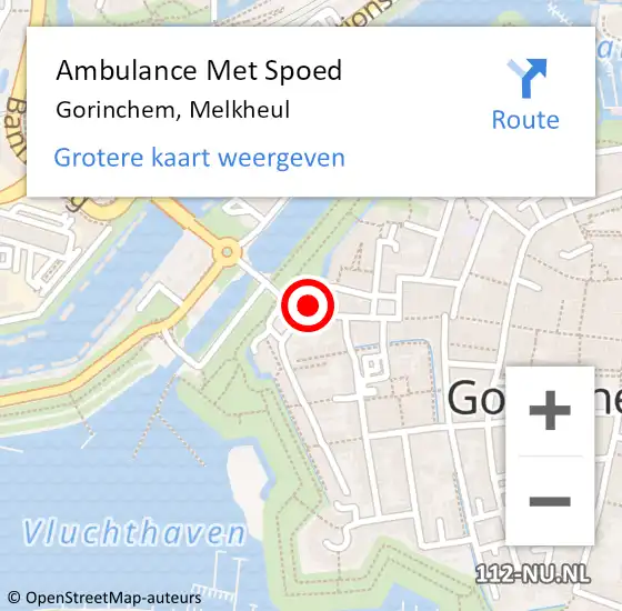 Locatie op kaart van de 112 melding: Ambulance Met Spoed Naar Gorinchem, Melkheul op 15 oktober 2022 00:34