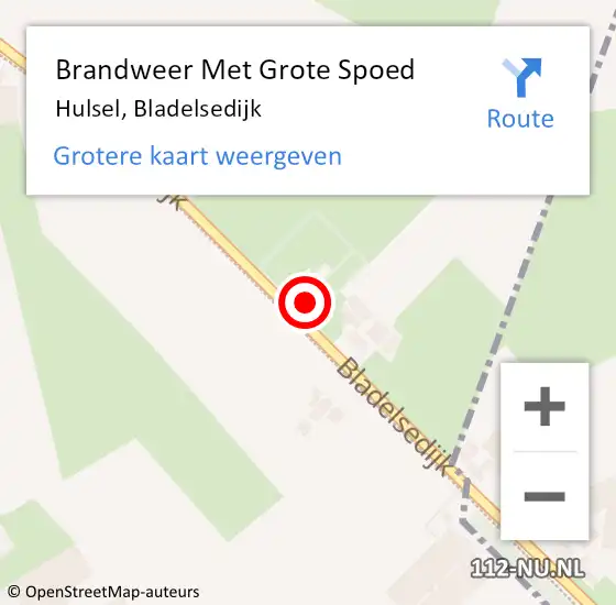 Locatie op kaart van de 112 melding: Brandweer Met Grote Spoed Naar Hulsel, Bladelsedijk op 15 oktober 2022 01:28