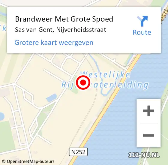 Locatie op kaart van de 112 melding: Brandweer Met Grote Spoed Naar Sas van Gent, Nijverheidsstraat op 15 oktober 2022 01:44