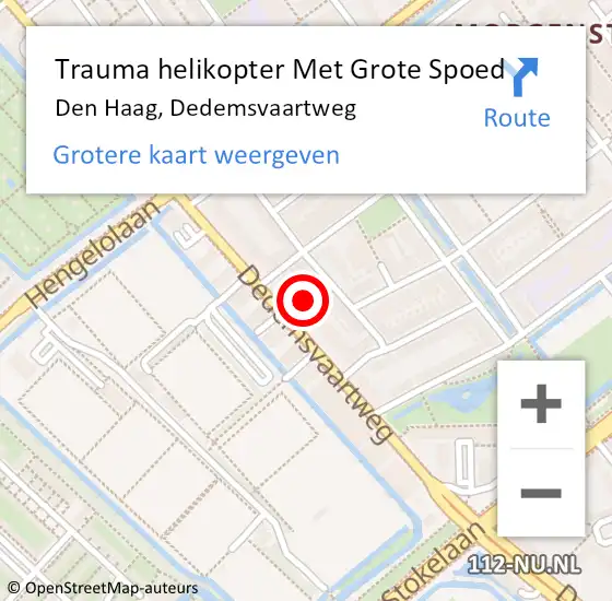 Locatie op kaart van de 112 melding: Trauma helikopter Met Grote Spoed Naar Den Haag, Dedemsvaartweg op 15 oktober 2022 02:07