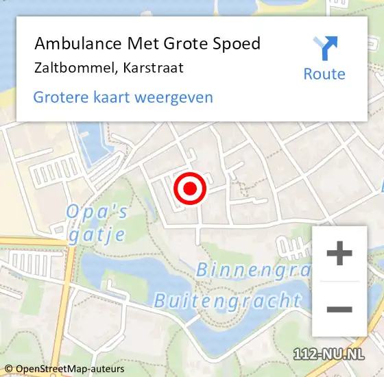 Locatie op kaart van de 112 melding: Ambulance Met Grote Spoed Naar Zaltbommel, Karstraat op 15 oktober 2022 02:14