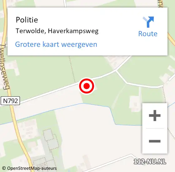 Locatie op kaart van de 112 melding: Politie Terwolde, Haverkampsweg op 15 oktober 2022 03:09