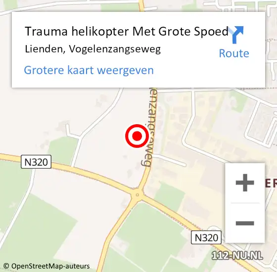 Locatie op kaart van de 112 melding: Trauma helikopter Met Grote Spoed Naar Lienden, Vogelenzangseweg op 15 oktober 2022 03:28