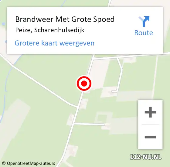 Locatie op kaart van de 112 melding: Brandweer Met Grote Spoed Naar Peize, Scharenhulsedijk op 1 augustus 2014 15:05