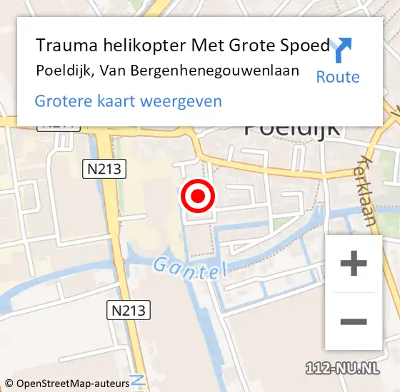 Locatie op kaart van de 112 melding: Trauma helikopter Met Grote Spoed Naar Poeldijk, Van Bergenhenegouwenlaan op 15 oktober 2022 04:24