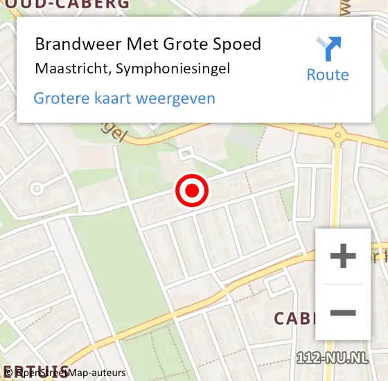 Locatie op kaart van de 112 melding: Brandweer Met Grote Spoed Naar Maastricht, Symphoniesingel op 15 oktober 2022 04:41