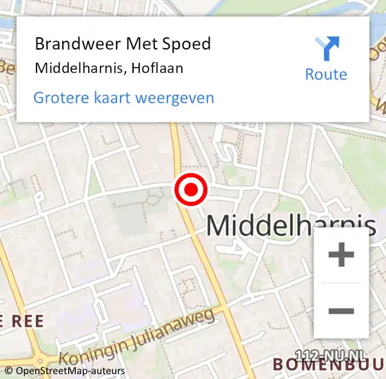 Locatie op kaart van de 112 melding: Brandweer Met Spoed Naar Middelharnis, Hoflaan op 15 oktober 2022 06:23