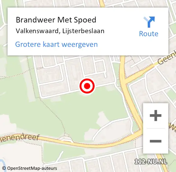 Locatie op kaart van de 112 melding: Brandweer Met Spoed Naar Valkenswaard, Lijsterbeslaan op 15 oktober 2022 06:24