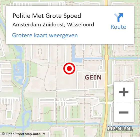 Locatie op kaart van de 112 melding: Politie Met Grote Spoed Naar Amsterdam-Zuidoost, Wisseloord op 15 oktober 2022 06:48