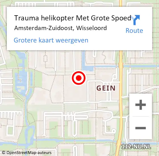 Locatie op kaart van de 112 melding: Trauma helikopter Met Grote Spoed Naar Amsterdam-Zuidoost, Wisseloord op 15 oktober 2022 06:48