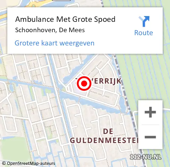 Locatie op kaart van de 112 melding: Ambulance Met Grote Spoed Naar Schoonhoven, De Mees op 15 oktober 2022 07:08