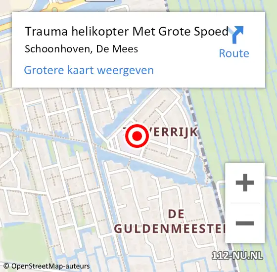 Locatie op kaart van de 112 melding: Trauma helikopter Met Grote Spoed Naar Schoonhoven, De Mees op 15 oktober 2022 07:09