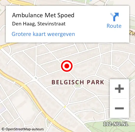 Locatie op kaart van de 112 melding: Ambulance Met Spoed Naar Den Haag, Stevinstraat op 15 oktober 2022 08:00