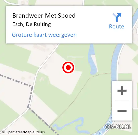 Locatie op kaart van de 112 melding: Brandweer Met Spoed Naar Esch, De Ruiting op 15 oktober 2022 08:40