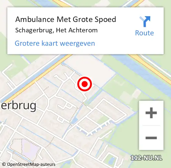 Locatie op kaart van de 112 melding: Ambulance Met Grote Spoed Naar Schagerbrug, Het Achterom op 15 oktober 2022 08:43