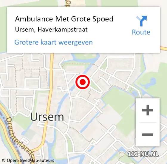 Locatie op kaart van de 112 melding: Ambulance Met Grote Spoed Naar Ursem, Haverkampstraat op 15 oktober 2022 08:55