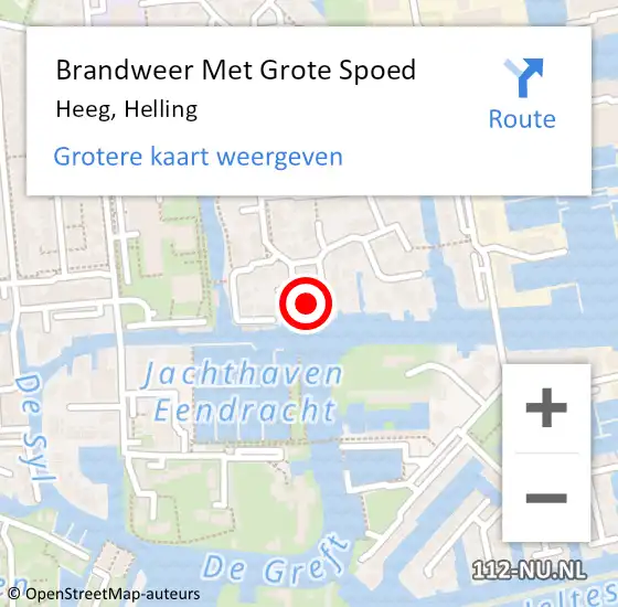 Locatie op kaart van de 112 melding: Brandweer Met Grote Spoed Naar Heeg, Helling op 15 oktober 2022 09:09