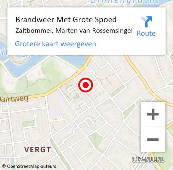 Locatie op kaart van de 112 melding: Brandweer Met Grote Spoed Naar Zaltbommel, Marten van Rossemsingel op 15 oktober 2022 09:20