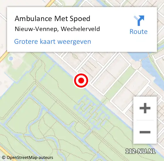 Locatie op kaart van de 112 melding: Ambulance Met Spoed Naar Nieuw-Vennep, Wechelerveld op 15 oktober 2022 09:25