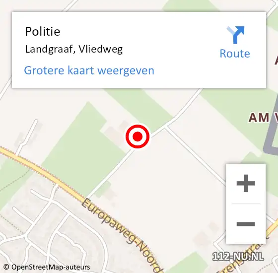 Locatie op kaart van de 112 melding: Politie Landgraaf, Vliedweg op 15 oktober 2022 09:29