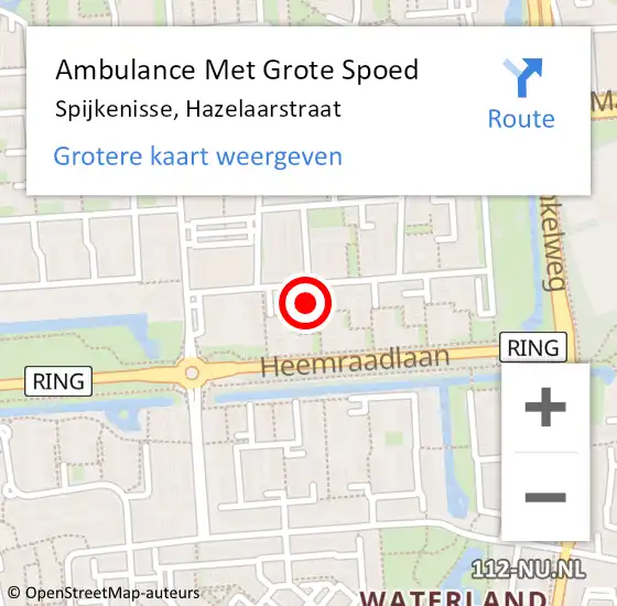 Locatie op kaart van de 112 melding: Ambulance Met Grote Spoed Naar Spijkenisse, Hazelaarstraat op 15 oktober 2022 09:33