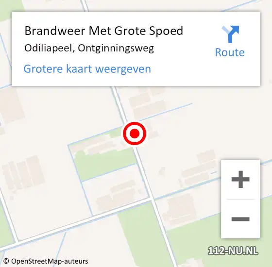 Locatie op kaart van de 112 melding: Brandweer Met Grote Spoed Naar Odiliapeel, Ontginningsweg op 15 oktober 2022 09:46