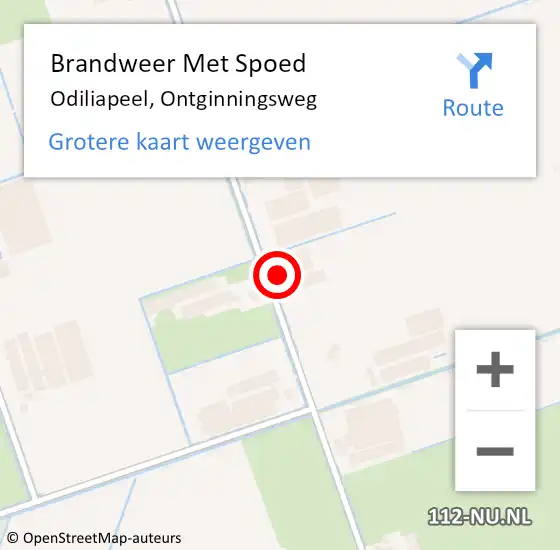 Locatie op kaart van de 112 melding: Brandweer Met Spoed Naar Odiliapeel, Ontginningsweg op 15 oktober 2022 09:47