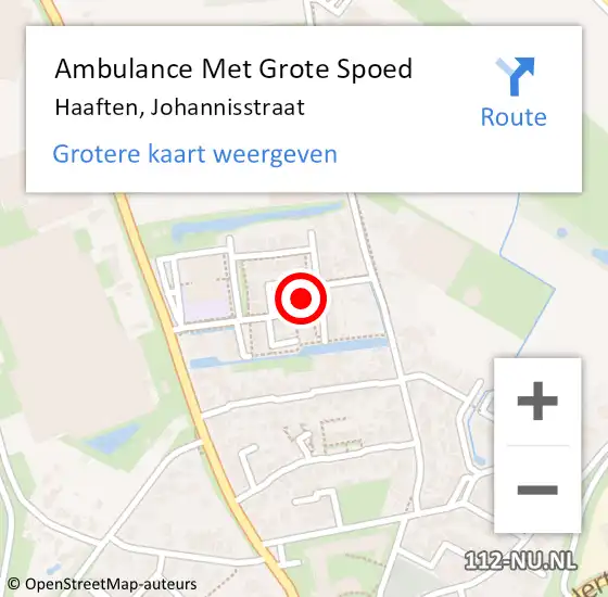 Locatie op kaart van de 112 melding: Ambulance Met Grote Spoed Naar Haaften, Johannisstraat op 15 oktober 2022 09:57