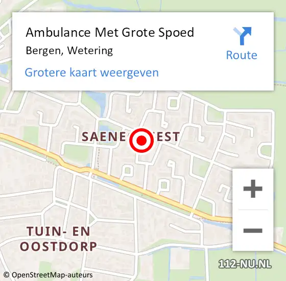 Locatie op kaart van de 112 melding: Ambulance Met Grote Spoed Naar Bergen, Wetering op 15 oktober 2022 09:59