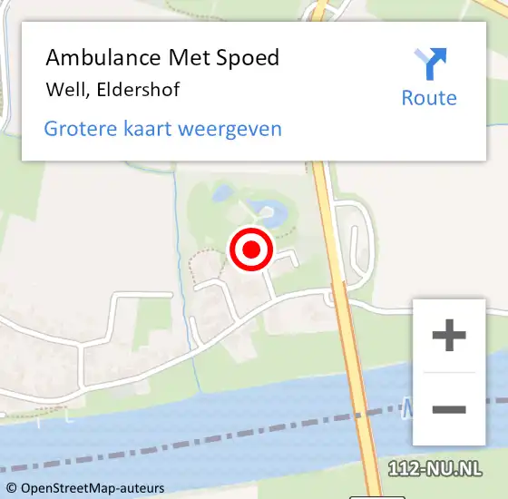 Locatie op kaart van de 112 melding: Ambulance Met Spoed Naar Well, Eldershof op 15 oktober 2022 10:33
