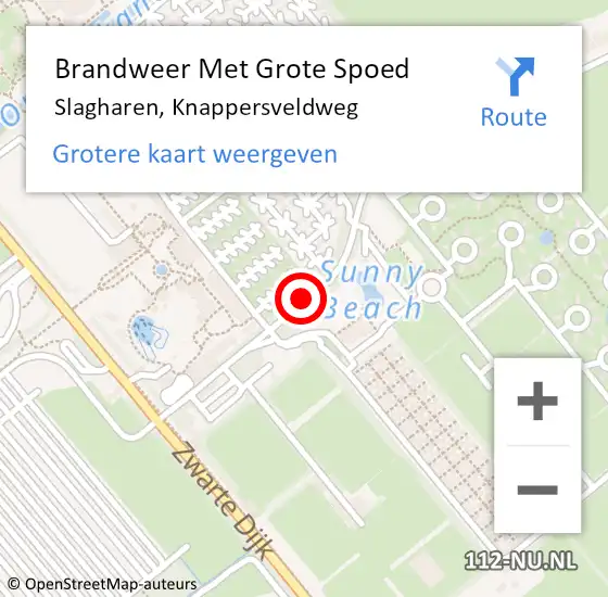 Locatie op kaart van de 112 melding: Brandweer Met Grote Spoed Naar Slagharen, Knappersveldweg op 15 oktober 2022 10:34
