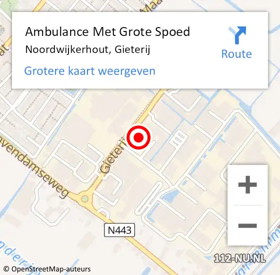 Locatie op kaart van de 112 melding: Ambulance Met Grote Spoed Naar Noordwijkerhout, Gieterij op 15 oktober 2022 10:36