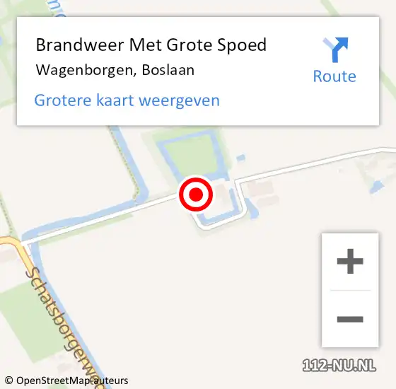 Locatie op kaart van de 112 melding: Brandweer Met Grote Spoed Naar Wagenborgen, Boslaan op 15 oktober 2022 10:56