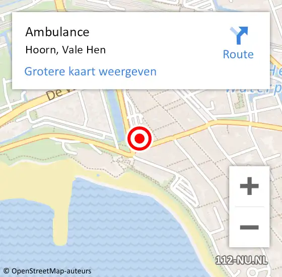 Locatie op kaart van de 112 melding: Ambulance Hoorn, Vale Hen op 15 oktober 2022 11:21